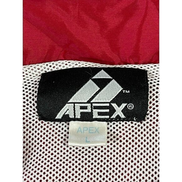 APEX Men's Windbreaker Full Zip Logo Jacket Collared Polyester Red Large - Picture 3 of 10